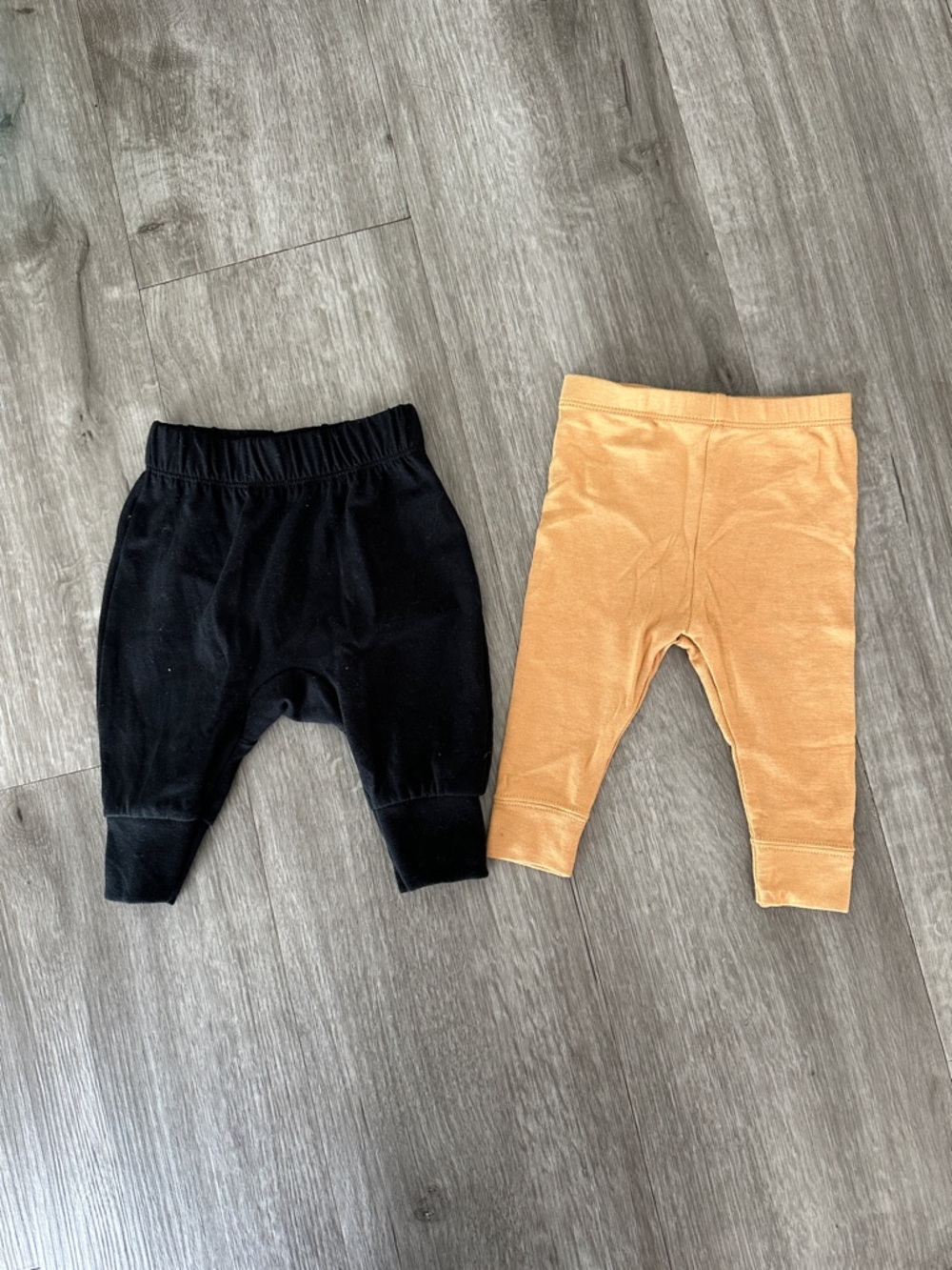 Kids Stretch Jersey Leggings - Black & Mustard